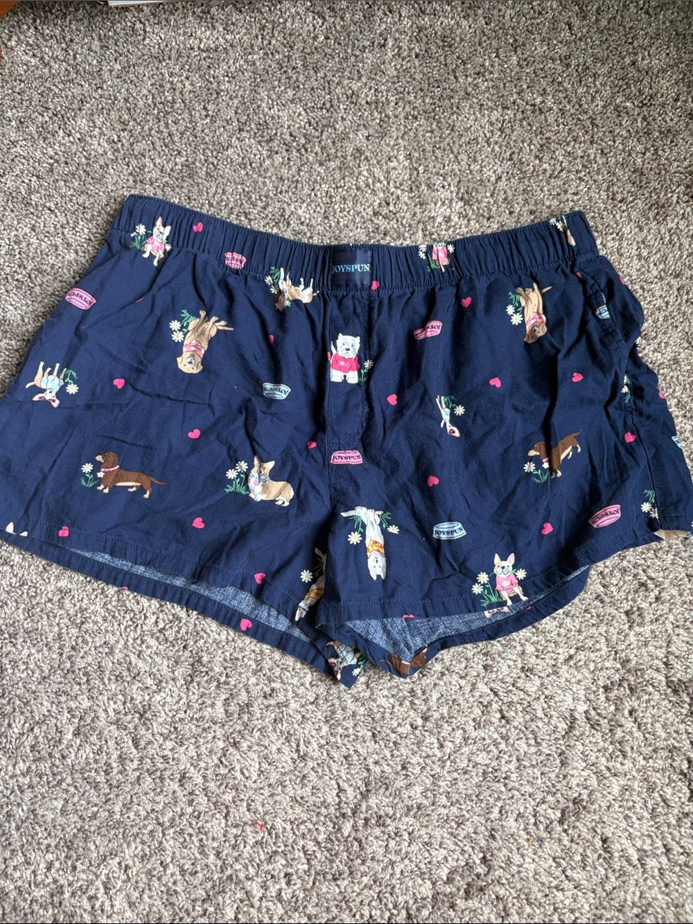 Joyspun Navy Dog Print Women's Lounge Shorts